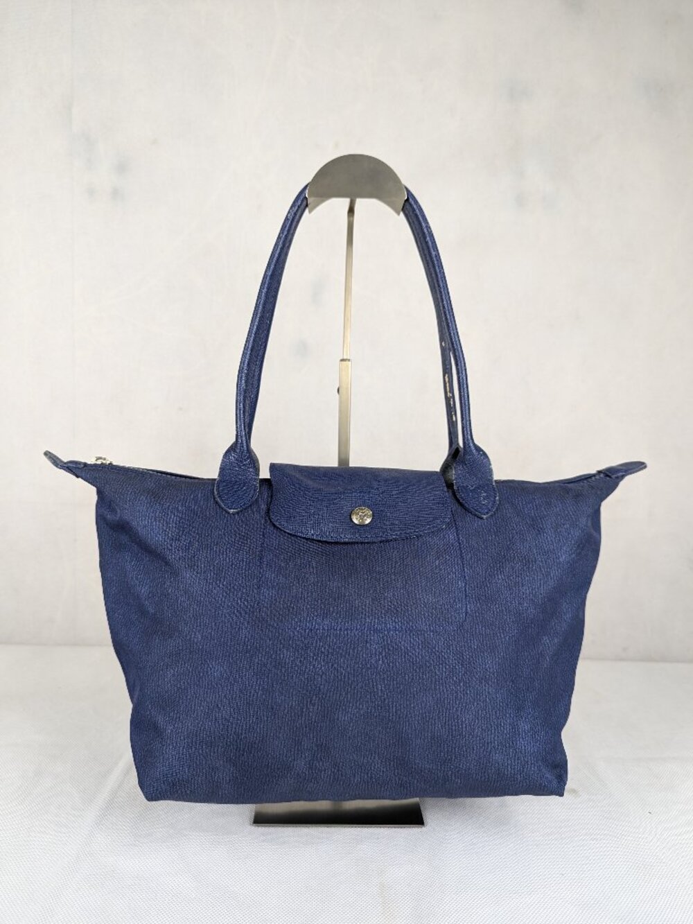 Authentic Longchamp Le Pliage Blue Nylon Tote Bag Made in France.